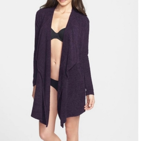 Barefoot Dreams Cozy Chic Island Calypso Cardigan Purple Open Front Size L/XL - Picture 3 of 11